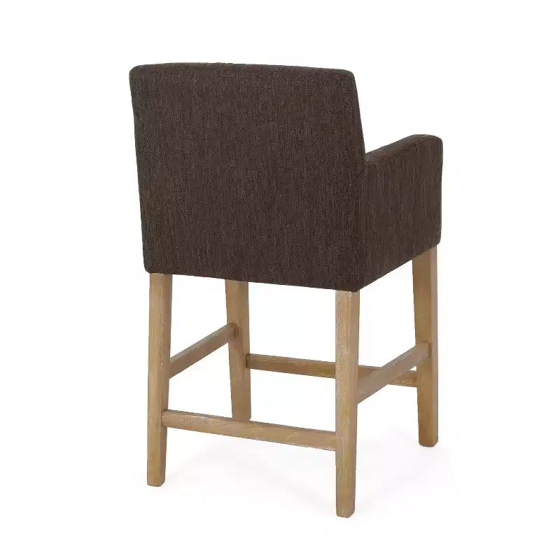 Tabourets de comptoir contemporains en bois rembourrés de tissu de 66 cm (ensemble de 2)