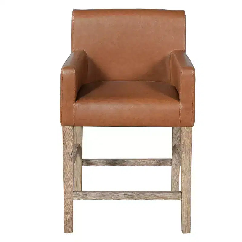 Tabourets de comptoir contemporains en bois rembourrés de tissu de 66 cm (ensemble de 2)