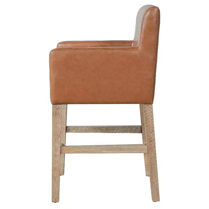 Tabourets de comptoir contemporains en bois rembourrés de tissu de 66 cm (ensemble de 2)