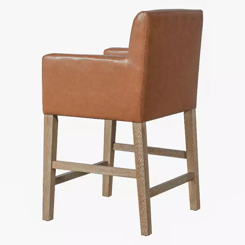 Tabourets de comptoir contemporains en bois rembourrés de tissu de 66 cm (ensemble de 2)