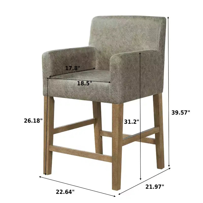 Tabourets de comptoir contemporains en bois rembourrés de tissu de 66 cm (ensemble de 2)