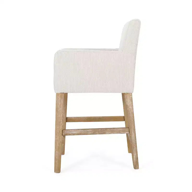 Tabourets de comptoir contemporains en bois rembourrés de tissu de 66 cm (ensemble de 2)