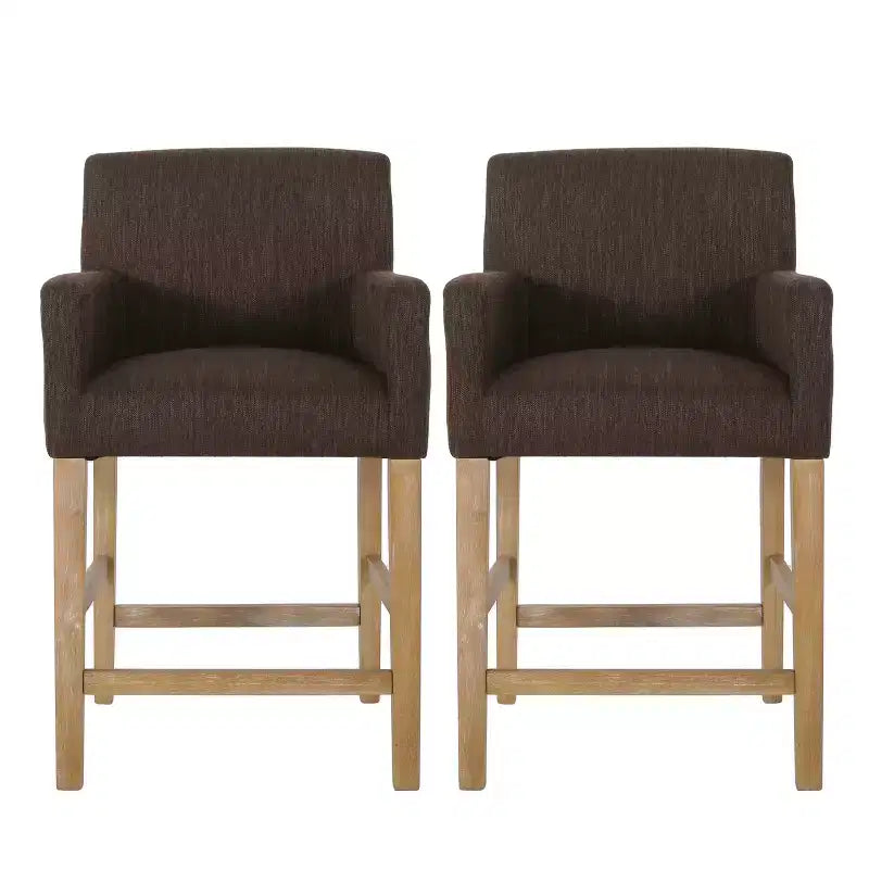 Tabourets de comptoir contemporains en bois rembourrés de tissu de 66 cm (ensemble de 2)