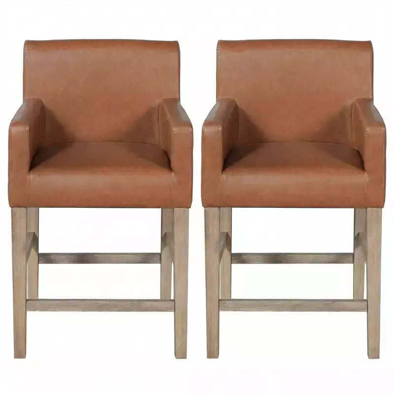 Tabourets de comptoir contemporains en bois rembourrés de tissu de 66 cm (ensemble de 2)