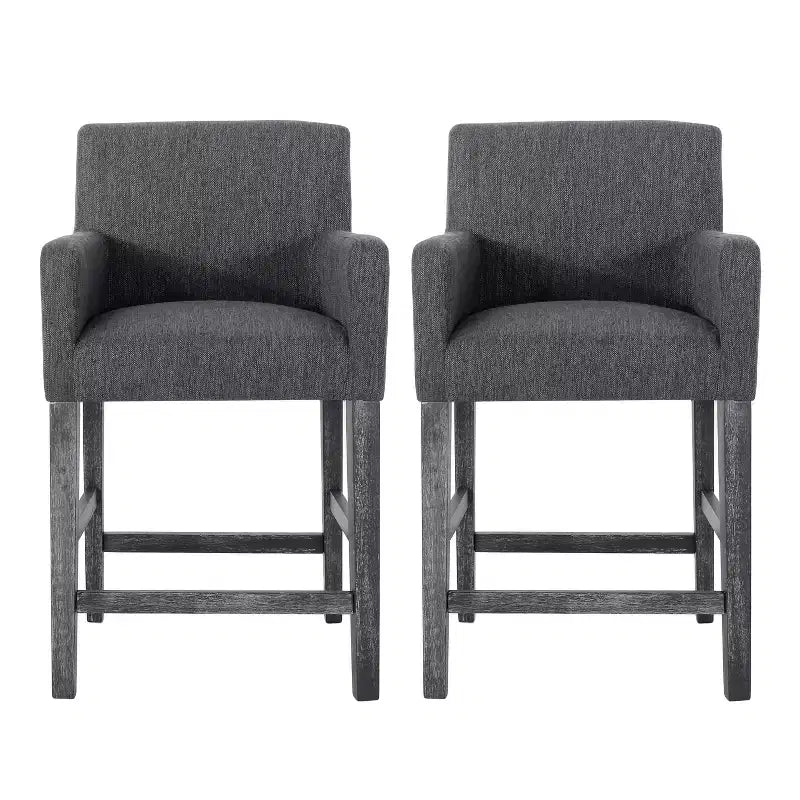 Tabourets de comptoir contemporains en bois rembourrés de tissu de 66 cm (ensemble de 2)