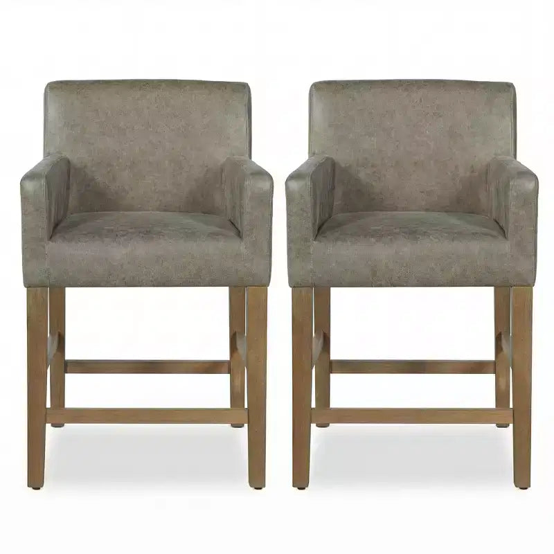 Tabourets de comptoir contemporains en bois rembourrés de tissu de 66 cm (ensemble de 2)