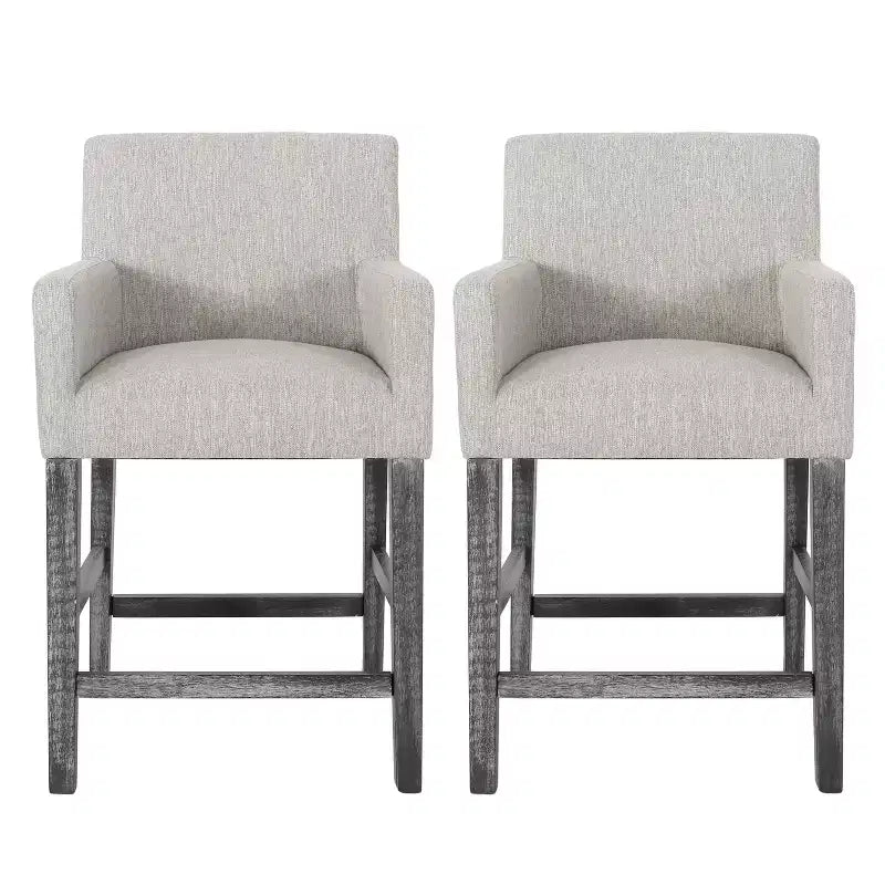 Tabourets de comptoir contemporains en bois rembourrés de tissu de 66 cm (ensemble de 2)