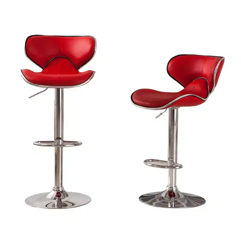 Tabourets de bar pivotants réglables en similicuir, rouge, lot de 2