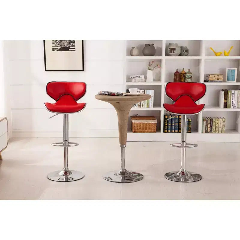 Tabourets de bar pivotants réglables en similicuir, rouge, lot de 2