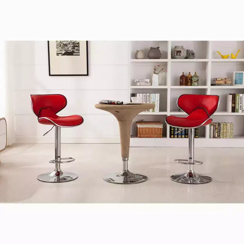 Tabourets de bar pivotants réglables en similicuir, rouge, lot de 2