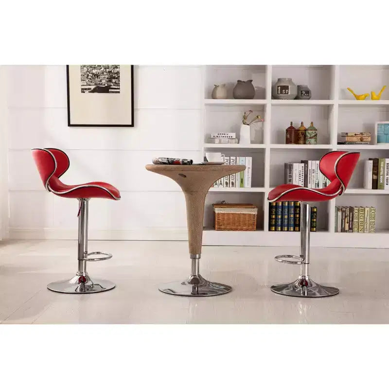 Tabourets de bar pivotants réglables en similicuir, rouge, lot de 2