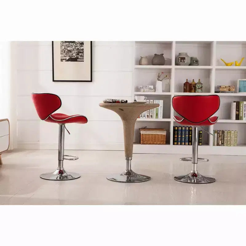 Tabourets de bar pivotants réglables en similicuir, rouge, lot de 2