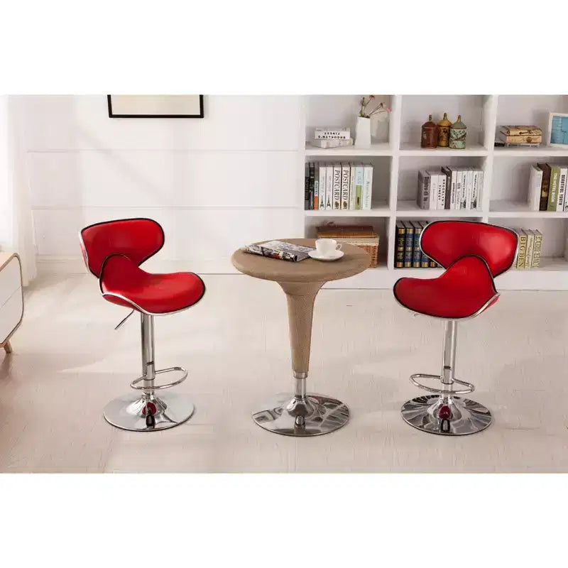 Tabourets de bar pivotants réglables en similicuir, rouge, lot de 2