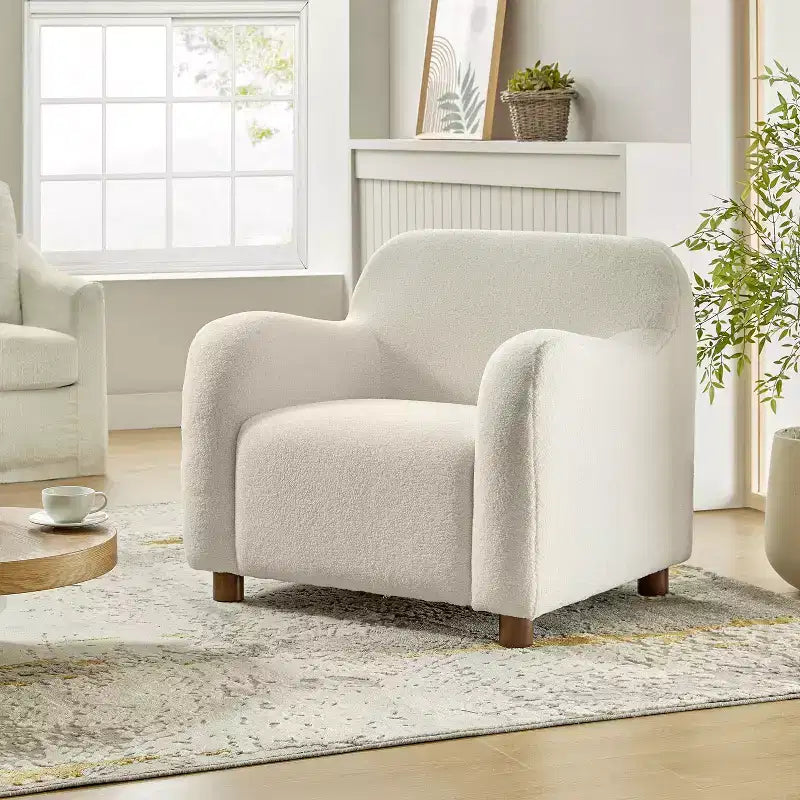 Fauteuil rembourré en bouclette large de 35 po
