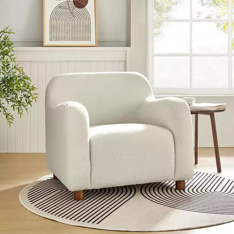 Fauteuil rembourré en bouclette large de 35 po