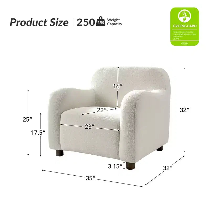 Fauteuil rembourré en bouclette large de 35 po