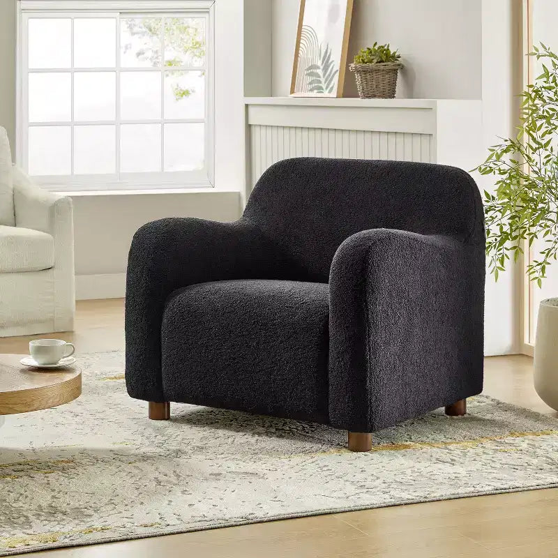 Fauteuil rembourré en bouclette large de 35 po