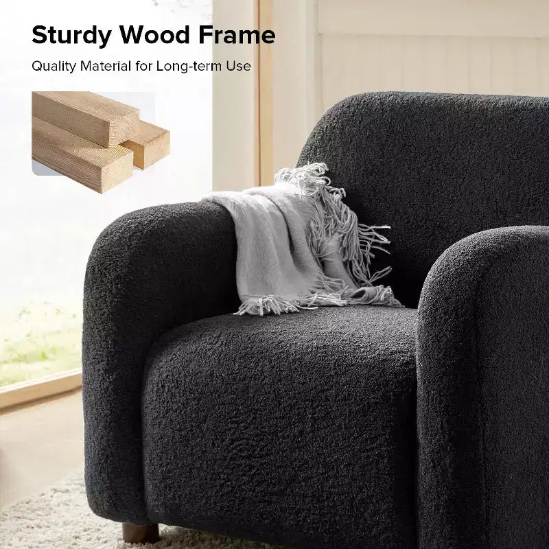 Fauteuil rembourré en bouclette large de 35 po