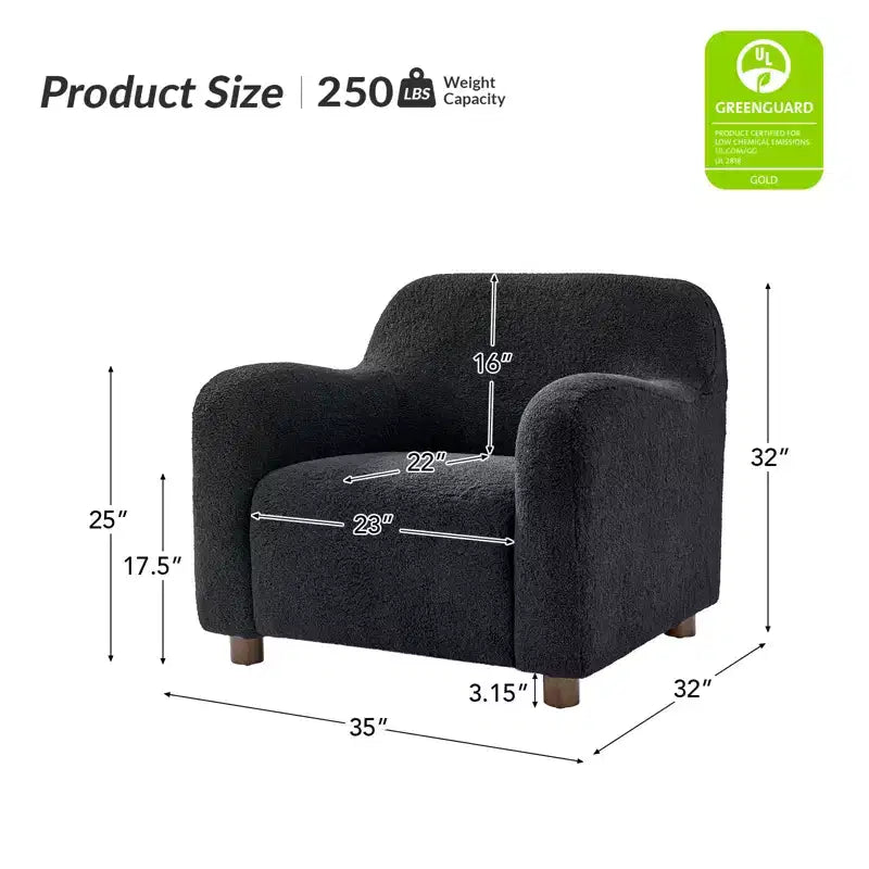 Fauteuil rembourré en bouclette large de 35 po