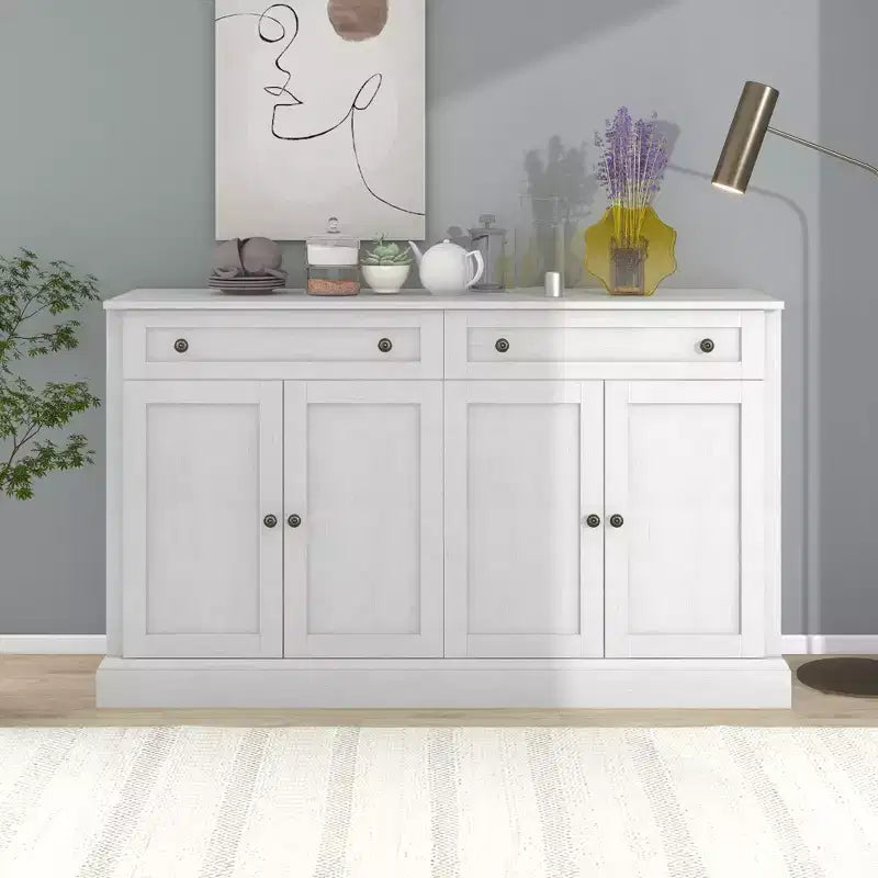 Buffet rétro 4 portes avec 2 tiroirs et étagères réglables pour salle à manger, salon