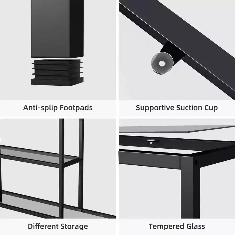 Console métallique en verre élégante à trois niveaux