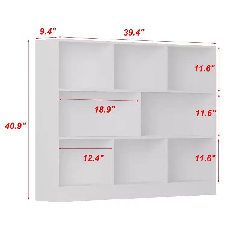 Bibliothèque blanche standard à compartiments multiples : Design minimaliste, grand espace de rangement ouvert