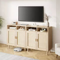 Paire de buffets/bahuts en rotin - Rangement à 2 portes avec étagère, Meuble moderne pour plusieurs pièces, 91 cm H