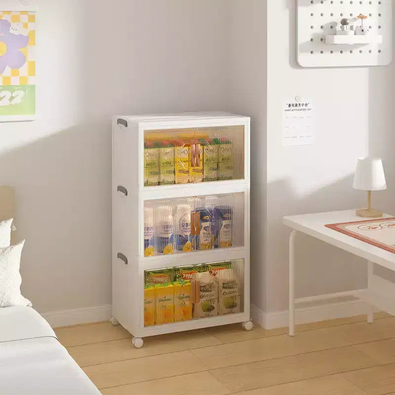 Lot de 3/4/5 bacs de rangement empilables avec couvercle et roulettes verrouillables, armoire de rangement pliable en PP, organiseur de maison