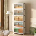 Lot de 3/4/5 bacs de rangement empilables avec couvercle et roulettes verrouillables, armoire de rangement pliable en PP, organiseur de maison