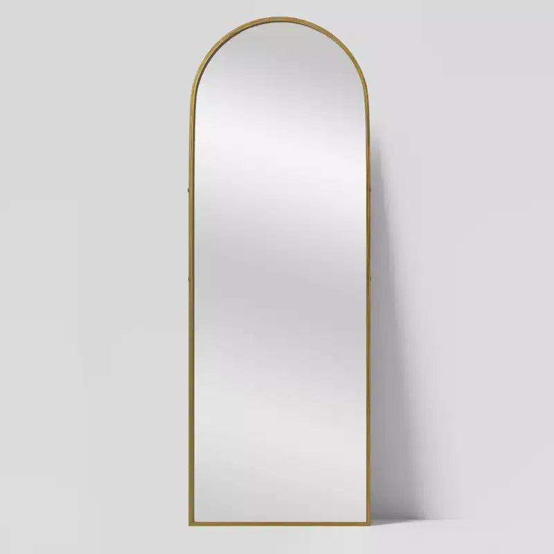 Miroir de plain-pied arqué latéral en alliage d'aluminium 69x24 - avec support