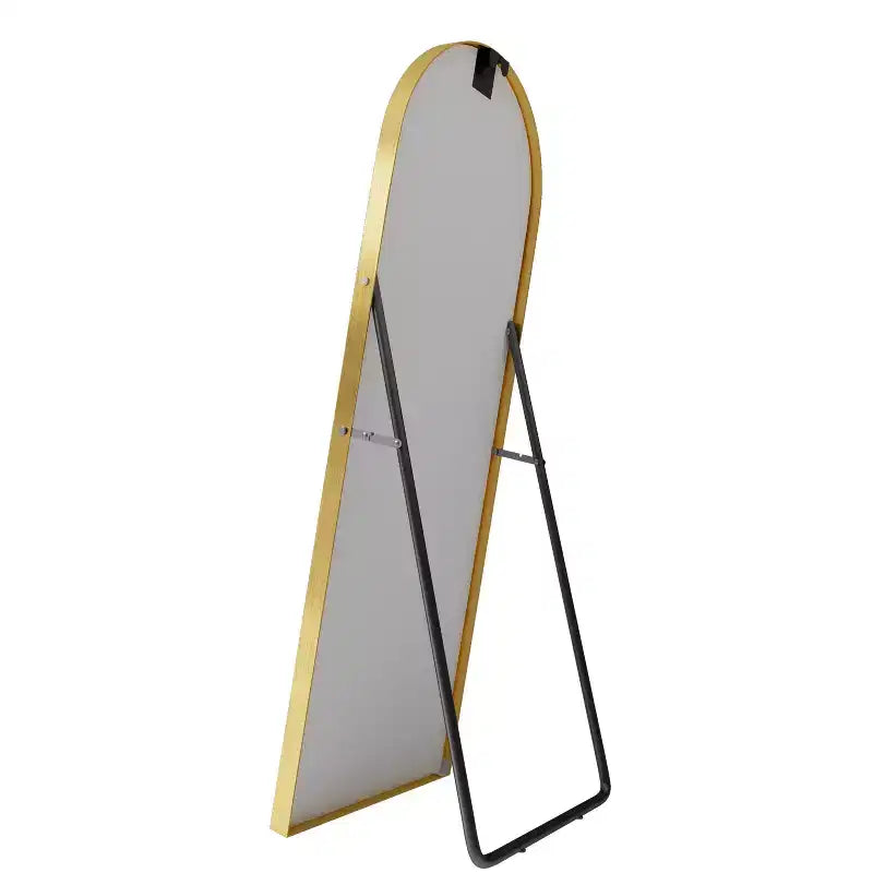 Miroir de plain-pied arqué latéral en alliage d'aluminium 69x24 - avec support