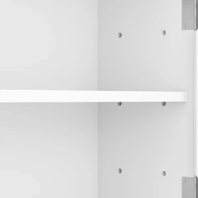 Meuble de rangement pour salle de bain, armoire autoportante ou murale avec 2 portes et 1 étagère ouverte, blanc