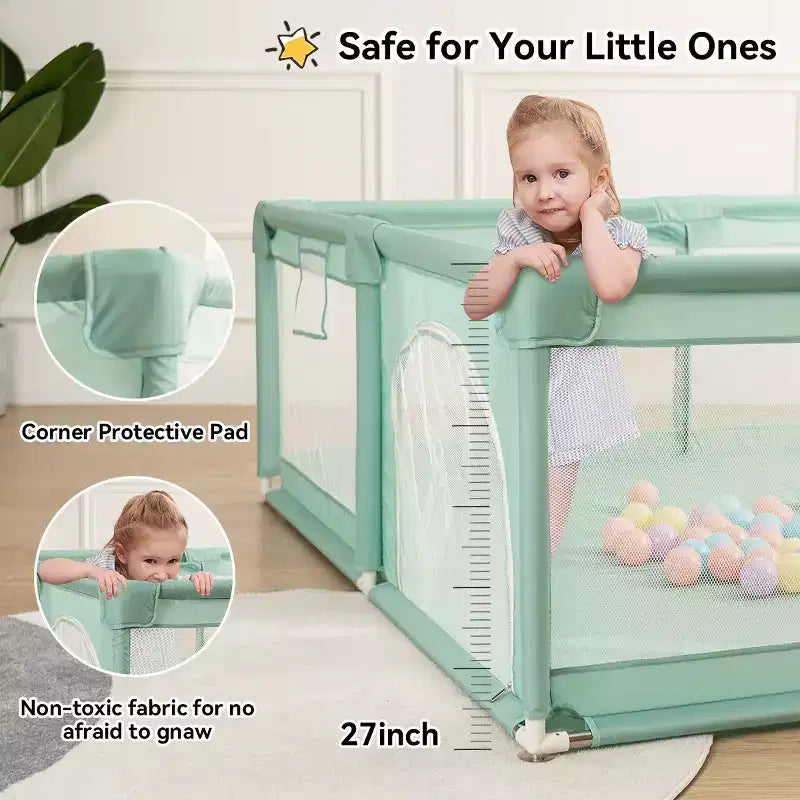 Parc pour bébé 79x71 à 4 panneaux Grand et sécurisé Parc portable