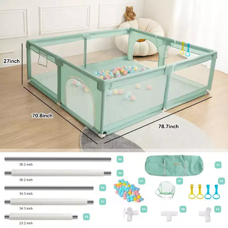 Parc pour bébé 79x71 à 4 panneaux Grand et sécurisé Parc portable