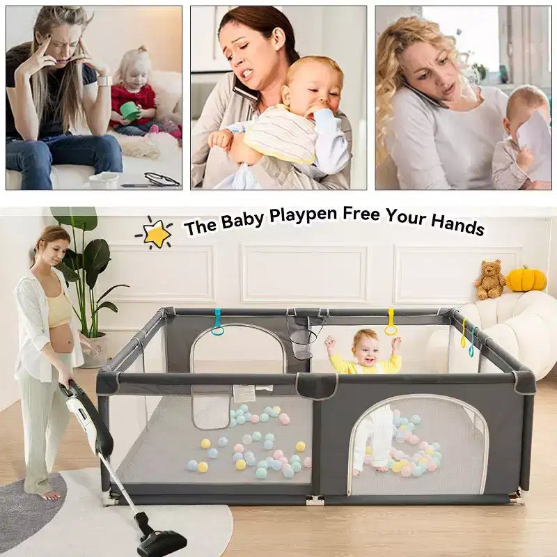 Parc pour bébé 79x71 à 4 panneaux Grand et sécurisé Parc portable