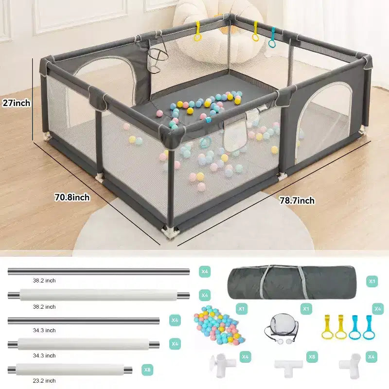 Parc pour bébé 79x71 à 4 panneaux Grand et sécurisé Parc portable