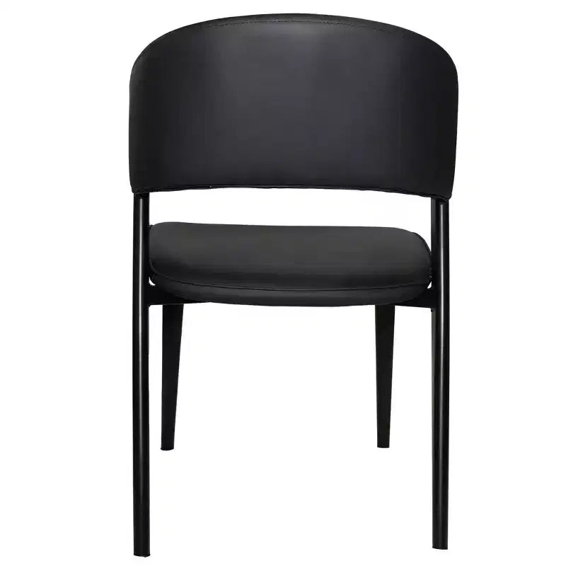 Chaises de salle à manger capitonnées, lot de 2, assise en cuir, piètement et pieds en fer noir, style moderne, pour cuisine, salle à manger ou café