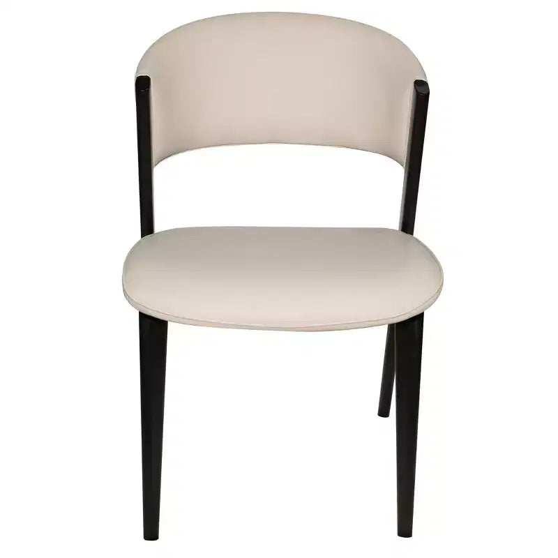 Chaises de salle à manger capitonnées, lot de 2, assise en cuir, piètement et pieds en fer noir, style moderne, pour cuisine, salle à manger ou café