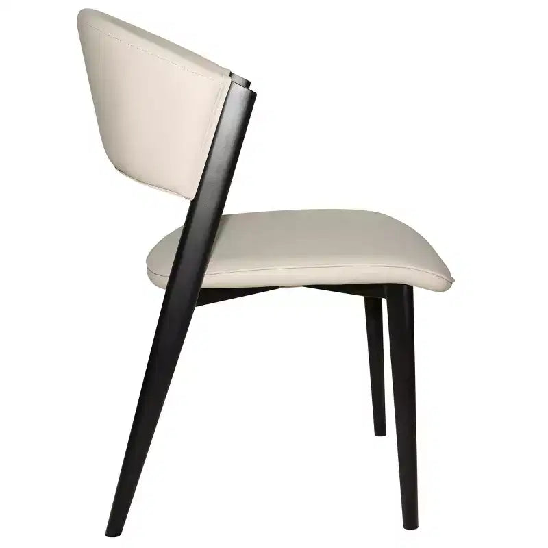 Chaises de salle à manger capitonnées, lot de 2, assise en cuir, piètement et pieds en fer noir, style moderne, pour cuisine, salle à manger ou café