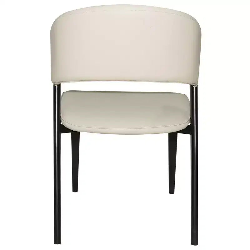 Chaises de salle à manger capitonnées, lot de 2, assise en cuir, piètement et pieds en fer noir, style moderne, pour cuisine, salle à manger ou café