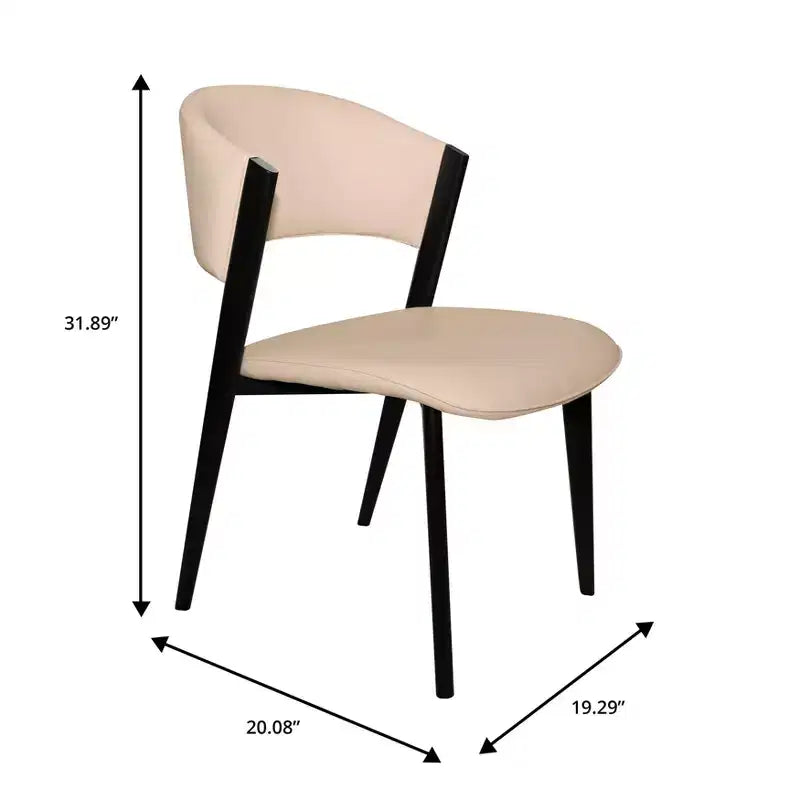 Chaises de salle à manger capitonnées, lot de 2, assise en cuir, piètement et pieds en fer noir, style moderne, pour cuisine, salle à manger ou café