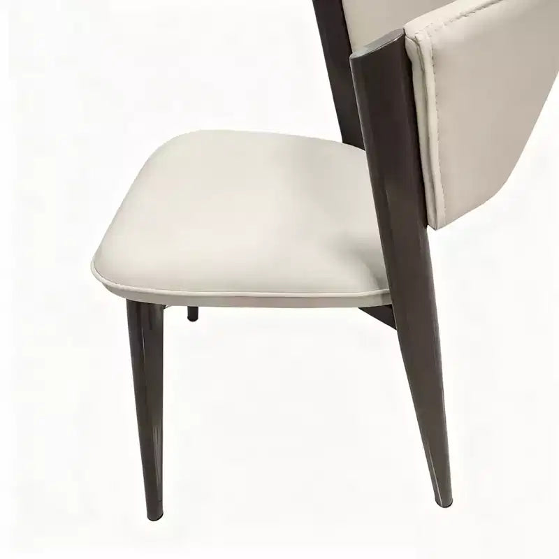 Chaises de salle à manger capitonnées, lot de 2, assise en cuir, piètement et pieds en fer noir, style moderne, pour cuisine, salle à manger ou café