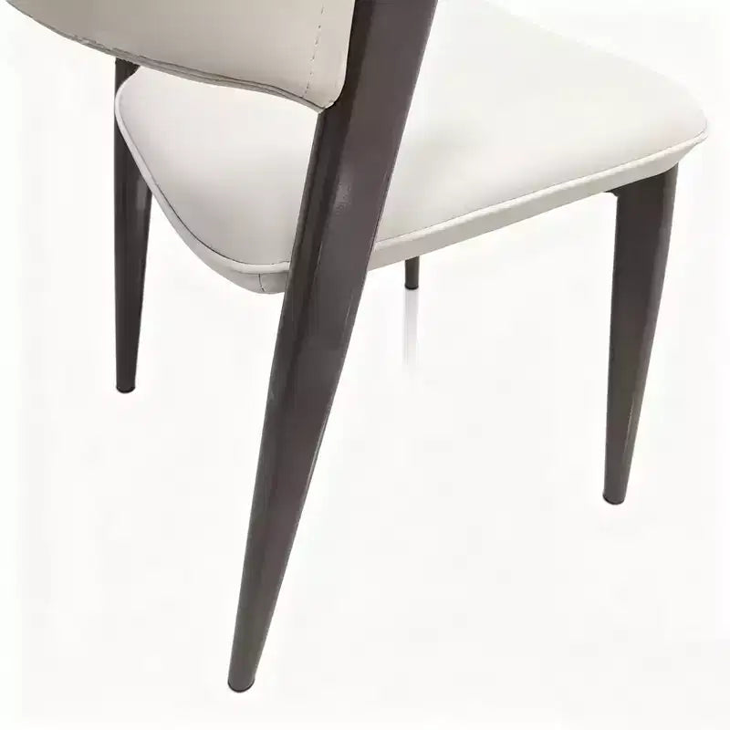 Chaises de salle à manger capitonnées, lot de 2, assise en cuir, piètement et pieds en fer noir, style moderne, pour cuisine, salle à manger ou café