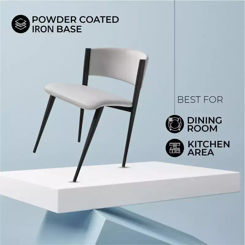 Chaises de salle à manger capitonnées, lot de 2, assise en cuir, piètement et pieds en fer noir, style moderne, pour cuisine, salle à manger ou café