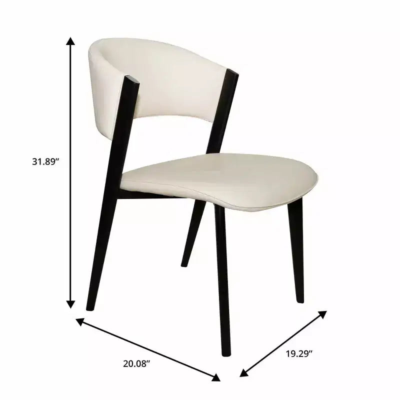 Chaises de salle à manger capitonnées, lot de 2, assise en cuir, piètement et pieds en fer noir, style moderne, pour cuisine, salle à manger ou café
