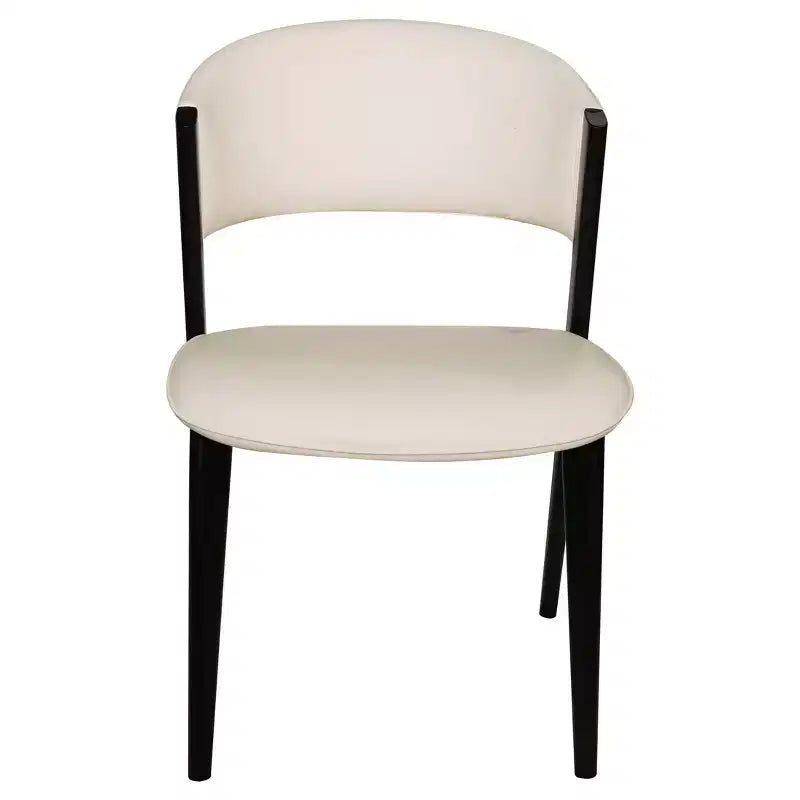 Chaises de salle à manger capitonnées, lot de 2, assise en cuir, piètement et pieds en fer noir, style moderne, pour cuisine, salle à manger ou café