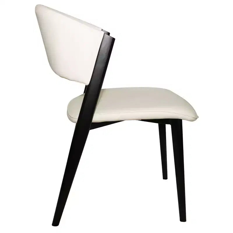 Chaises de salle à manger capitonnées, lot de 2, assise en cuir, piètement et pieds en fer noir, style moderne, pour cuisine, salle à manger ou café