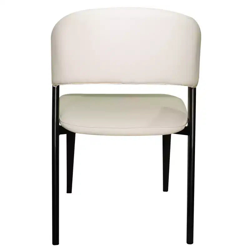 Chaises de salle à manger capitonnées, lot de 2, assise en cuir, piètement et pieds en fer noir, style moderne, pour cuisine, salle à manger ou café