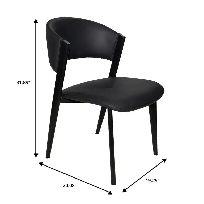 Chaises de salle à manger capitonnées, lot de 2, assise en cuir, piètement et pieds en fer noir, style moderne, pour cuisine, salle à manger ou café