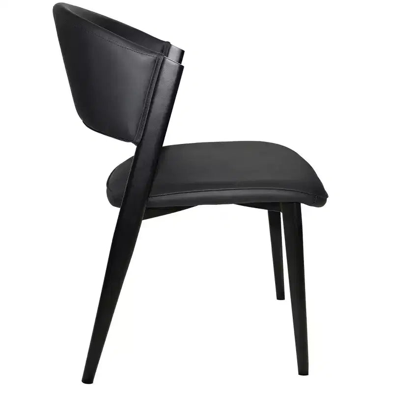 Chaises de salle à manger capitonnées, lot de 2, assise en cuir, piètement et pieds en fer noir, style moderne, pour cuisine, salle à manger ou café